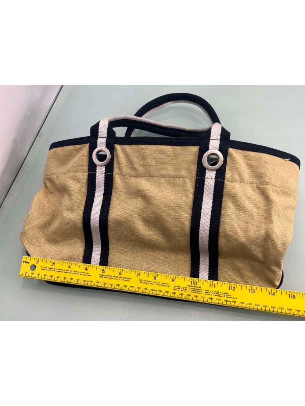Tommy Hilfiger Canvas Hand Bag Purse Y2K Beige New NWT - Picture 4 of 6